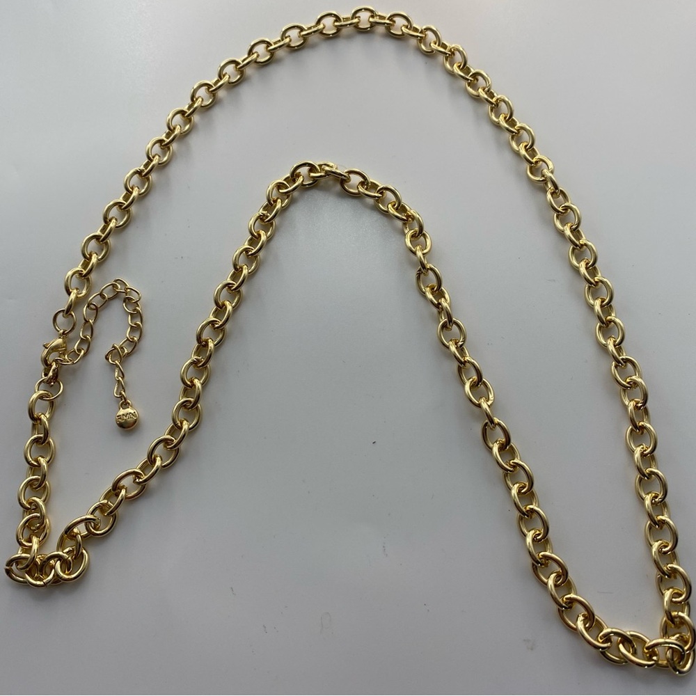 RMN Elegant Gold Tone Rololink Chain Necklace Lobster Clasp - Picture 4 of 8